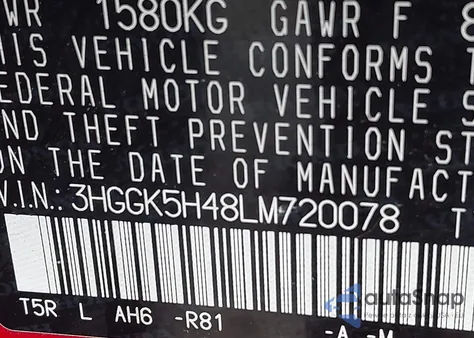2020 Honda Fit Lx from USA, damaged, VIN 3HGGK5H48LM720078